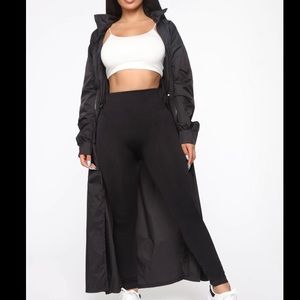Black Lightweight Long Nylon Jacket